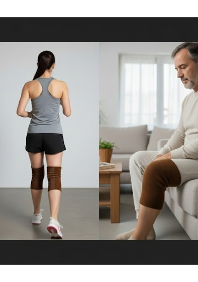 Deve Tüyü Yün Dizlik Isıtır Sıcak Tutar Unisex Giyilen Model 1 Çift Xl Beden XL