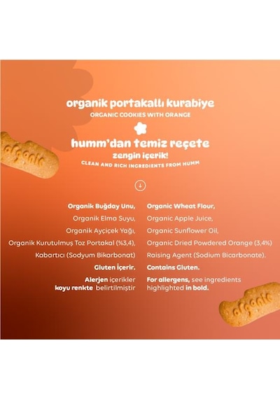 Organik Vegan Portakallı Kurabiye Atıştırmalık Paketi - 6 Adet 320 G
