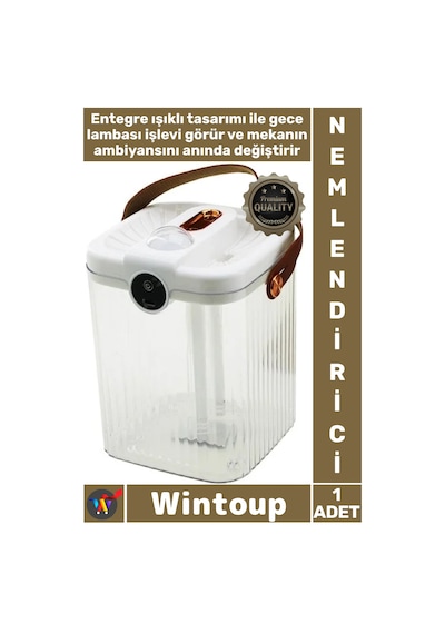 Nemlendirici Sessiz Geniş Buhar Makinesi Usb Şarjlı Işıklı Koku Giderici 2 Litre Hava Nemlendirici
