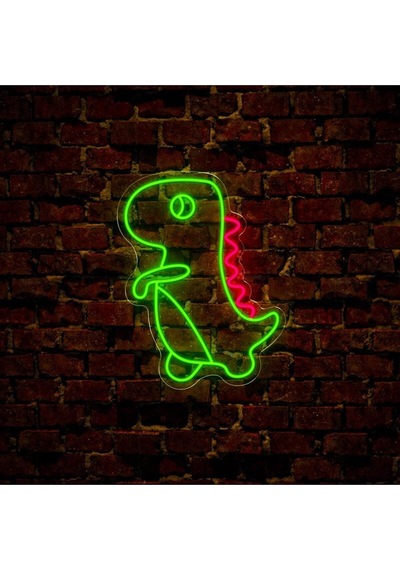 Dinozor Figürlü Neon Tabela Yeşil