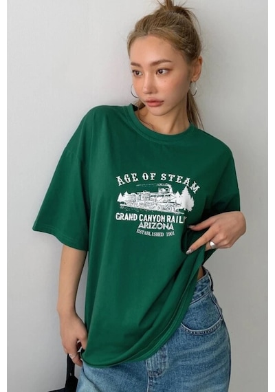 Startmore Beyaz Zerobaskılı Oversize T-shirt Yeşil