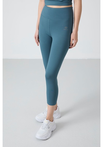 Tommylife Orman Yeşili Yüksek Bel Kapri-crop Atlet Slim Fit Kadın Tayt Takım - 95284 Yeşil