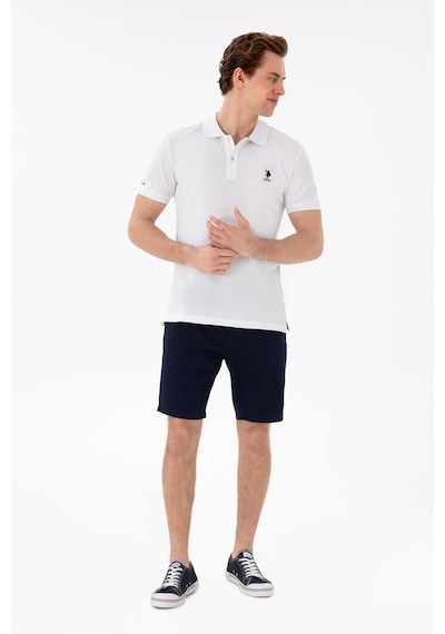 U.S. Polo Assn. Erkek Slim Fit Polo Yaka Beyaz Basic Tişört 50298041-VR013