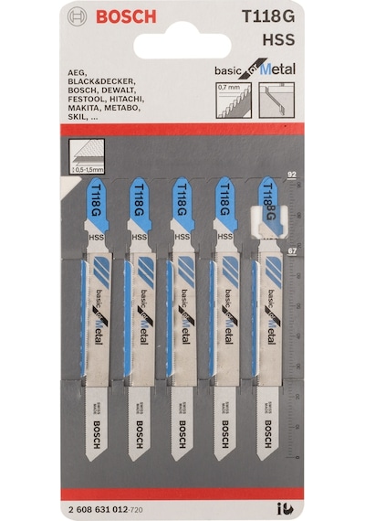 Bosch T 118 G Basic For Metal Dekupaj Testeresi Bıçağı 5'Li - 2608631012