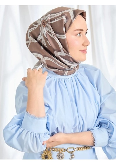 Silk Home Twill İpek Eşarp - 11548-07 Kahverengi
