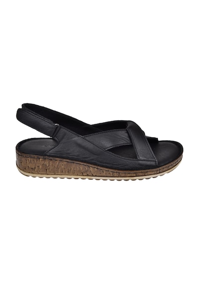 Castle Black Hakiki Deri Comfort Kadın Sandalet Cb-22354 Siyah