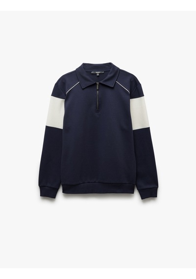 Koton Pamuklu Renk Bloklu Uzun Kollu Yarım Fermuarlı Sweatshirt Lacivert 5sam70034mk Lacivert Koton Pamuklu Renk Bloklu Uzun Kollu Yarım Fermuarlı Sweatshirt Lacivert 5sam70034mk Lacivert