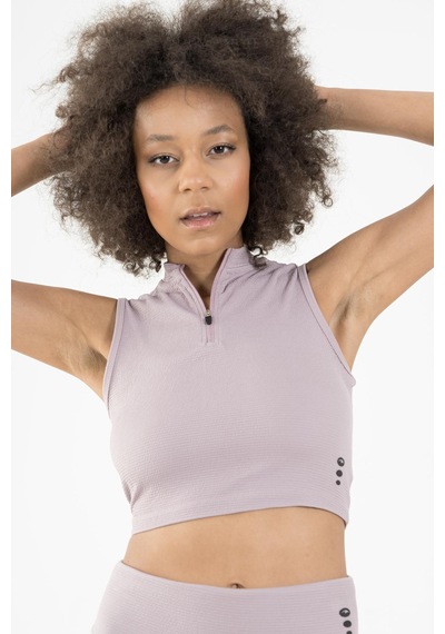 Maraton Active Slimfit Kadın Balıkçı Yaka Kolsuz Koşu Lila Crop Top 22257 Lila