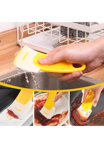 Silikon Uçlu Bulaşık Temizleme Kazıyıcı Spatula Sarı