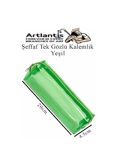 Şeffaf Kalemlik 1 Adet Tek Gözlü Transparan Kalem Kutusu Fosforlu Renkli Silikon Tek Bölmeli Makyaj Kozmetik Çantası Yeşil