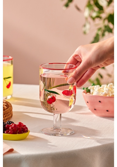 Karaca Desenli Kadeh 390 Ml Kırmızı