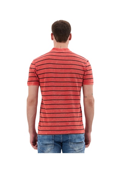 Cipo & Baxx Erkek Çizgili Polo Yaka Basic T-shirt - Ct858 Red