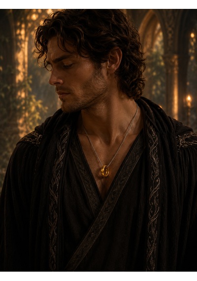 Lord Of The Rings Sırlar Yüzüğü Gold Kolye Güç Yüzüğü Temalı Paslanmaz Çelik Zincirli Unisex Kolye Altın - Gümüş