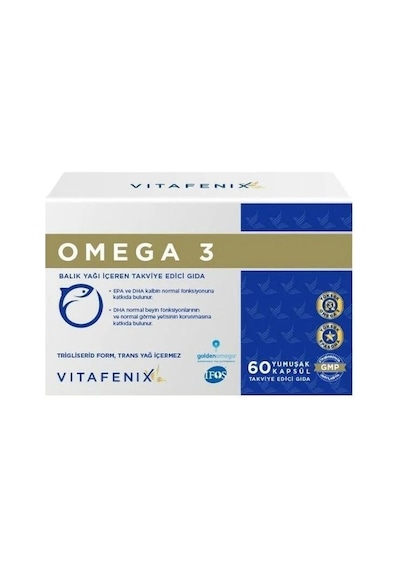Vitafenix Omega 3 Balık Yağı İçeren Takviye Edici Vegan Gıda 60 Kapsül - Skt: 04/2027