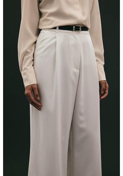 Sateen Lena Palazzo Pantolon - Ekru-136958 Ekru
