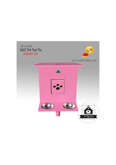 Kedigram Kedi Kulübesi Basic Pink Pearl Plus Kedi Evi Yağlı Boyalı