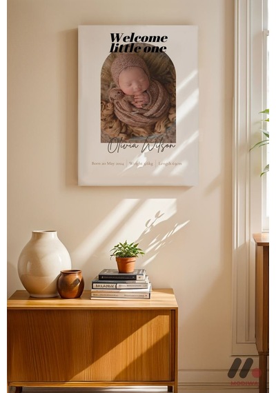Kişiye Özel Welcome Little One Bebek Posteri, Çerçevesiz Yüksek Kalite Duvar Afişi - Sevdiklerinize