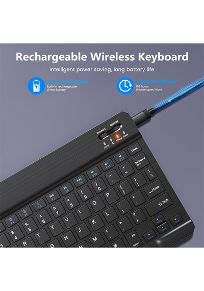 Windows/android/ıos Sistemi İçin Kablosuz Bluetooth Uyumlu Klavye Fare Seti Mini Ultra İnce Şarj Edilebilir Türkçe Beyaz Diğer