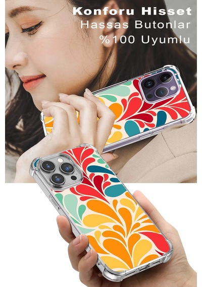 Samsung Galaxy M34 İle Uyumlu Retro Color 5 Baskılı Şeffaf Köşe Korumalı Antişok Kılıf