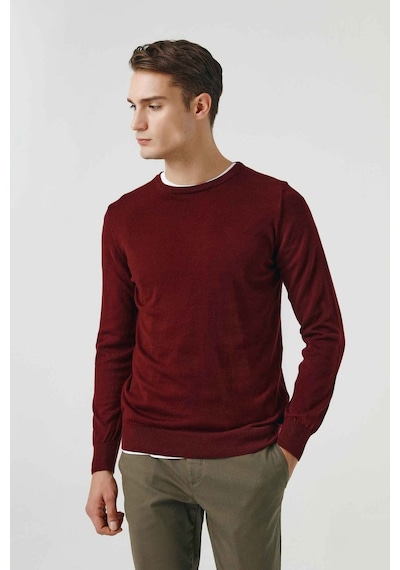D's Damat Regular Fit Bordo Tüylenme Yapmayan Bisiklet Yaka Triko Kazak Bordo