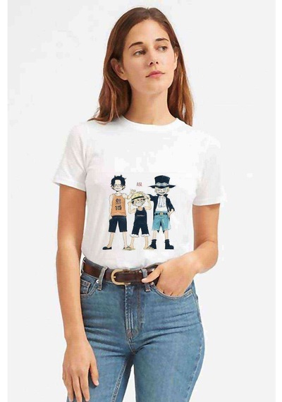 Anime One Piece Boku Dake Ga Baskılı Beyaz Kadın Tshirt