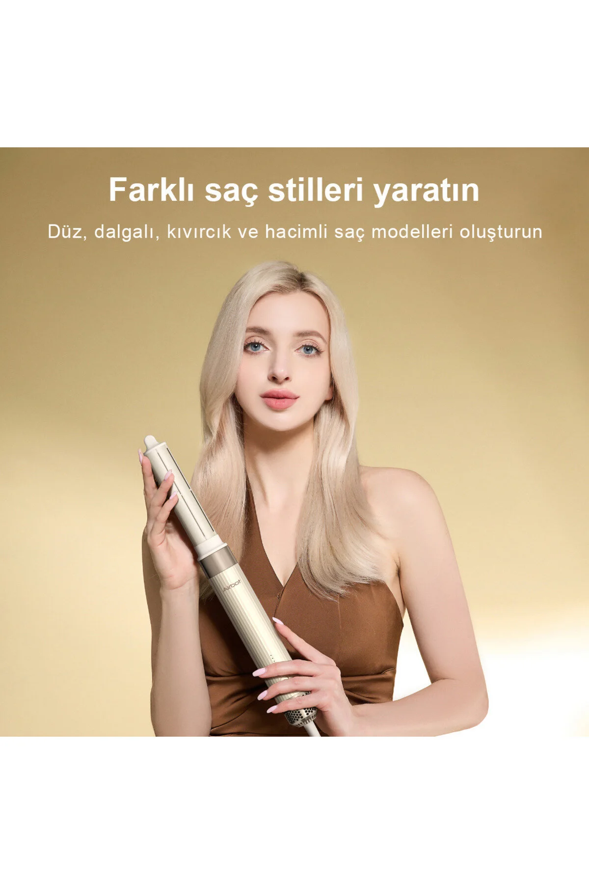Airbot 6 In 1 Aria Hyperstyler Hava Üflemeli Saç Şekillendirici Set Altın