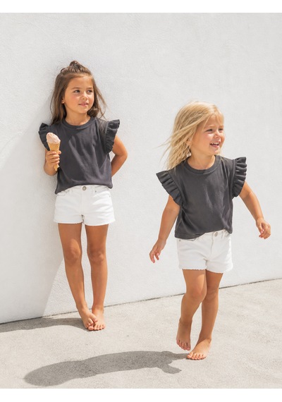 Baby Lory Kids Store Fırfır Kol Detaylı T-shirt Açık Gri
