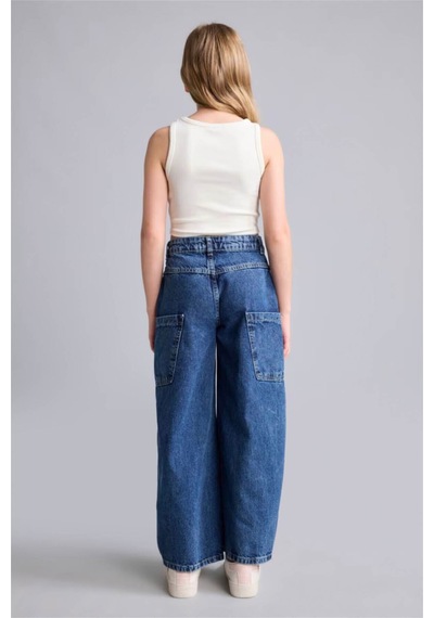 Defacto %100 Pamuk Baggy Fıt Jean Lacivert Pantolon Kız Çocuk H8896a826aunm34 Mavi-nm34