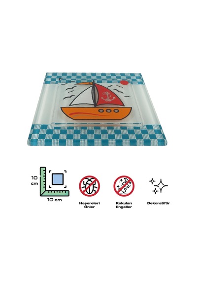 Cam Banyo Gider Kapak Süsü 2 Adet Cam Gider Kapağı 10X10 CM Yelk