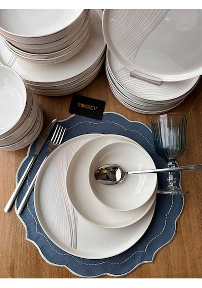 Yemek Takımı Modern Line 24 Parça 6 Kişilik Renkli