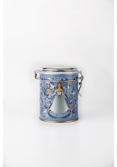 Tales Cinderella Desenli Kilitli Kapaklı Yuvarlak Metal Kutu, 9 X 11 Cm, 0.6 Lt