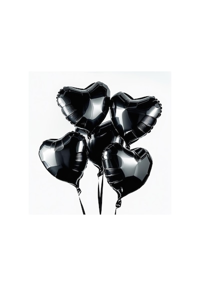 5 Adet 18 İnç 45 Cm Kalp Folyo Balon Siyah Siyah