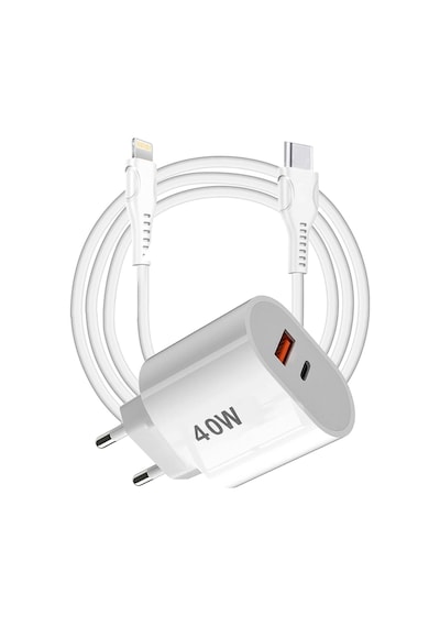 Tonex 40w Usb-a + Type-c Pd Çıkışlı Type-c To Lightning Kablolu Şarj Aleti Beyaz
