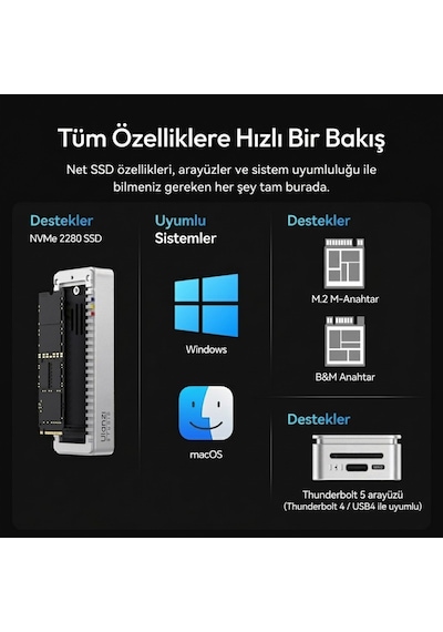 Ulanzi Dt580 80gbps Usb4 M.2 Nvme Ssd Enclosure Harici Ssd Kutusu - I006