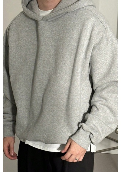 Tarz Cool Erkek Kapüşonlu Oversize Sweatshirt Gri
