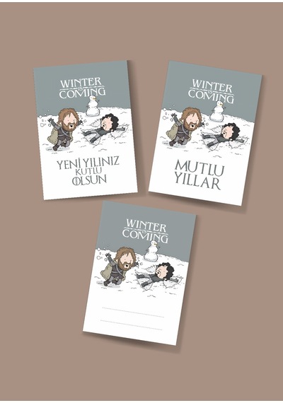 Game Of Thrones 3 Lü Yeni Yıl Kartı Yılbaşı Kartı Tabrik Kartı Karikatür Kart