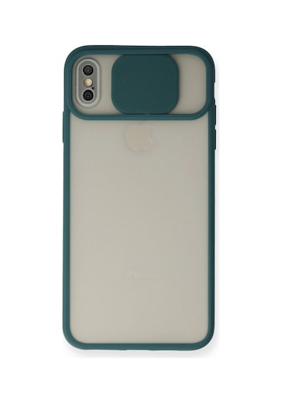 Apple  Uyumlu - iPhone X Kılıf Palm Buzlu Kamera Sürgülü Silikon - Yeşil Çok Renkli