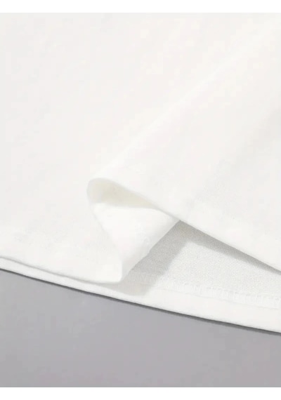 Barlashive Erkek Tişört Palmiye Baskılı Bisiklet Yaka Kısa Kol T-shirt - Beyaz Çok Renkli