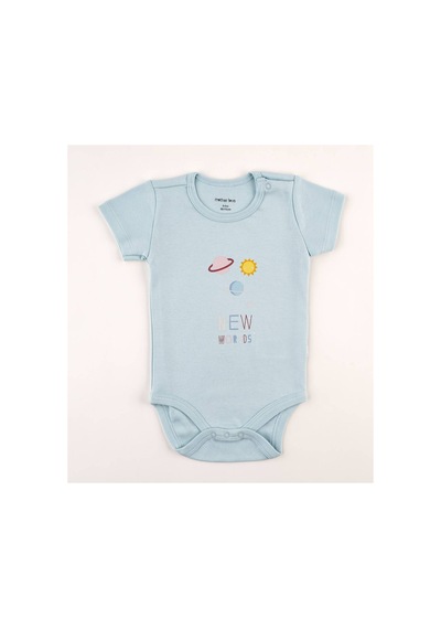 Mother Love %100 Organik Pamuk 2'li Kısa Kol Body 0-36 Ay Mavi