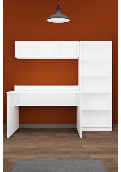 Asra Trend Çalışma Masası Seti ÇMT001 %100 MDF Kitaplıklı Raflı Ofis Takımı Beyaz Asra Trend Çalışma Masası Seti ÇMT001 %100 MDF Kitaplıklı Raflı Ofis Takımı Beyaz