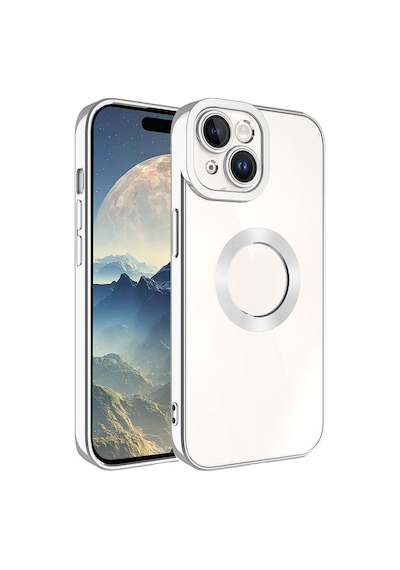 Apple Uyumlu   iPhone 15 Kılıf   Kamera Korumalı Logo Gösteren Omega Kapak