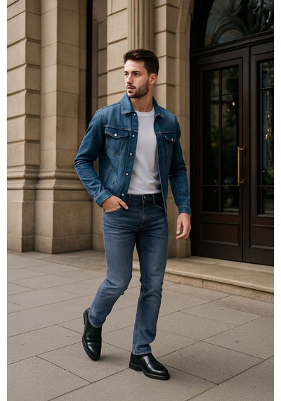 Banny Jeans Erkek Likralı Regular Fit Düz Jean Pantolon Mavi Mavi