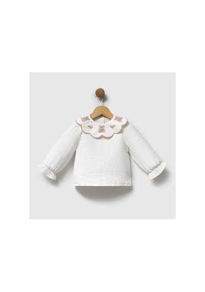 Ministok Lily Pink Yakası Nakış Detaylı Gömlek Şort Yelekten Oluşan 3'lü K Pembe