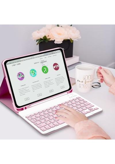 Huawei Matepad Se 11" 2024 Bluetooth Özellikli Standlı Kalem Bölmeli Klavyeli Kılıf