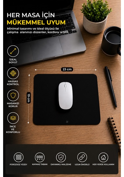 Siyah Renkli Ergonomik Mouse Pad, Kaymaz Yüzey İle Ev Ve Ofis Kullanımı İçin İdeal