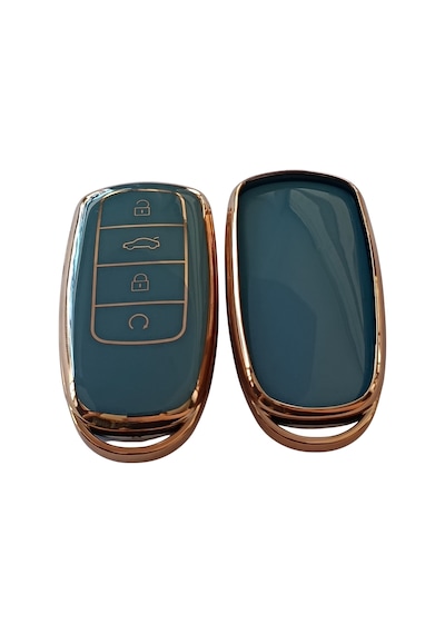 Chery Tiggo 7 Tiggo 8 Omoda 5 Uyumlu Smart Kumanda Anahtar Kılıfı Oto Anahtarlık Turkuaz Gold