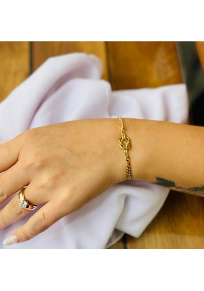 Mor Takı Aşk Düğümü Model Çelik Bileklik Altın - Gold