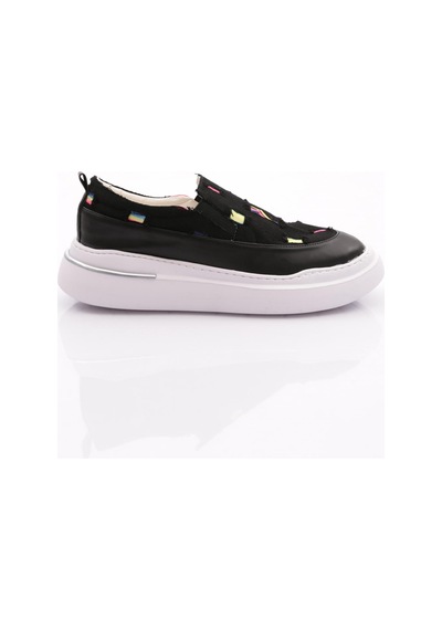 Dgn 057 Kadın Lastikli Sneaker Ayakkabi Siyah Kot
