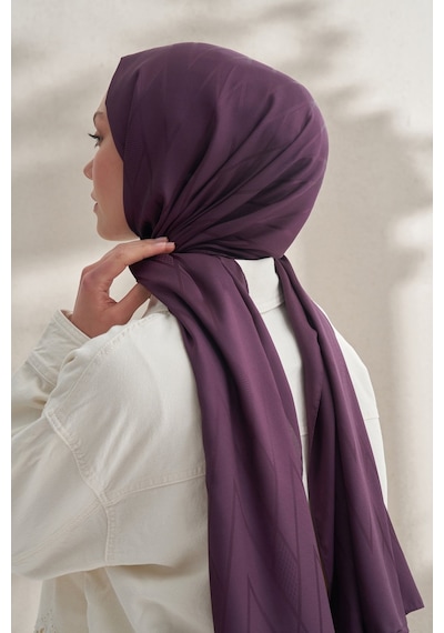 Armanda Krep Jakar Prizma Desen Şal - 70 X 190 Mürdüm