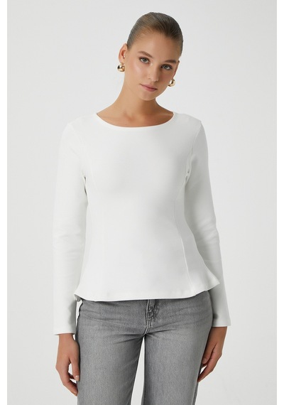 Ritnice Kadın Runa Premium Ekru Peplum Bluz Ekru